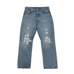 Levi’s Women’s 501 Distressed Straight Leg High Rise Jeans Button Fly Size 27x26